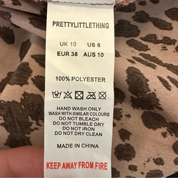 DUSTY PINK DALMATIAN TIE NECK PUFF SLEEVE WRAP SKIRT BODYCON DRESS SIZE MEDIUM - Picture 7 of 11